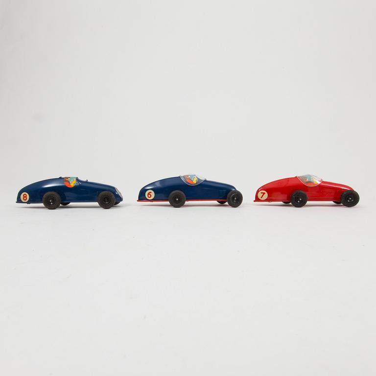 Nine Tri-Ang Minic Toys cars England 1950s.