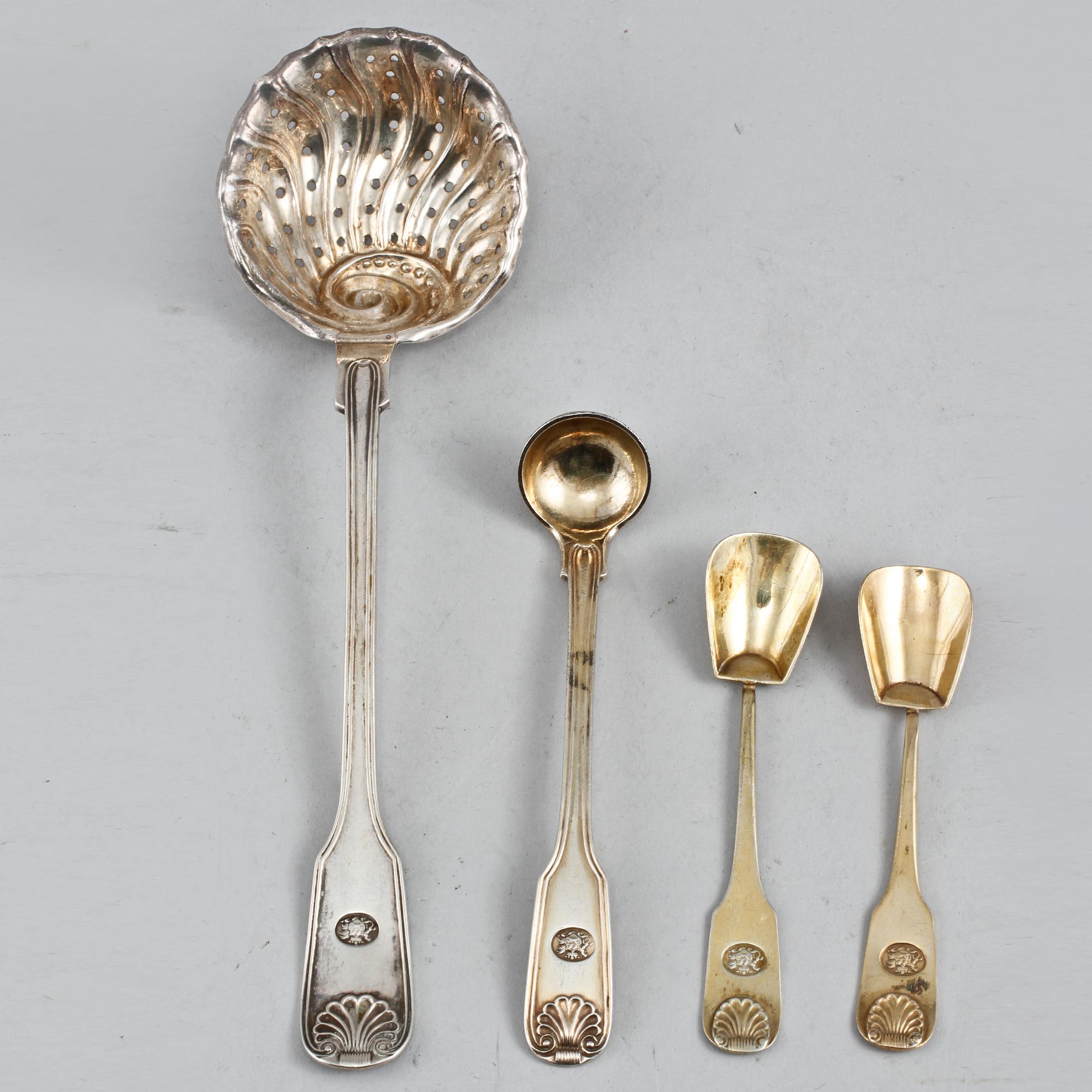 PART SILVER, 4 delar, Gustaf Möllenborg, Stockholm, 1800-tal. Vikt 120 g.