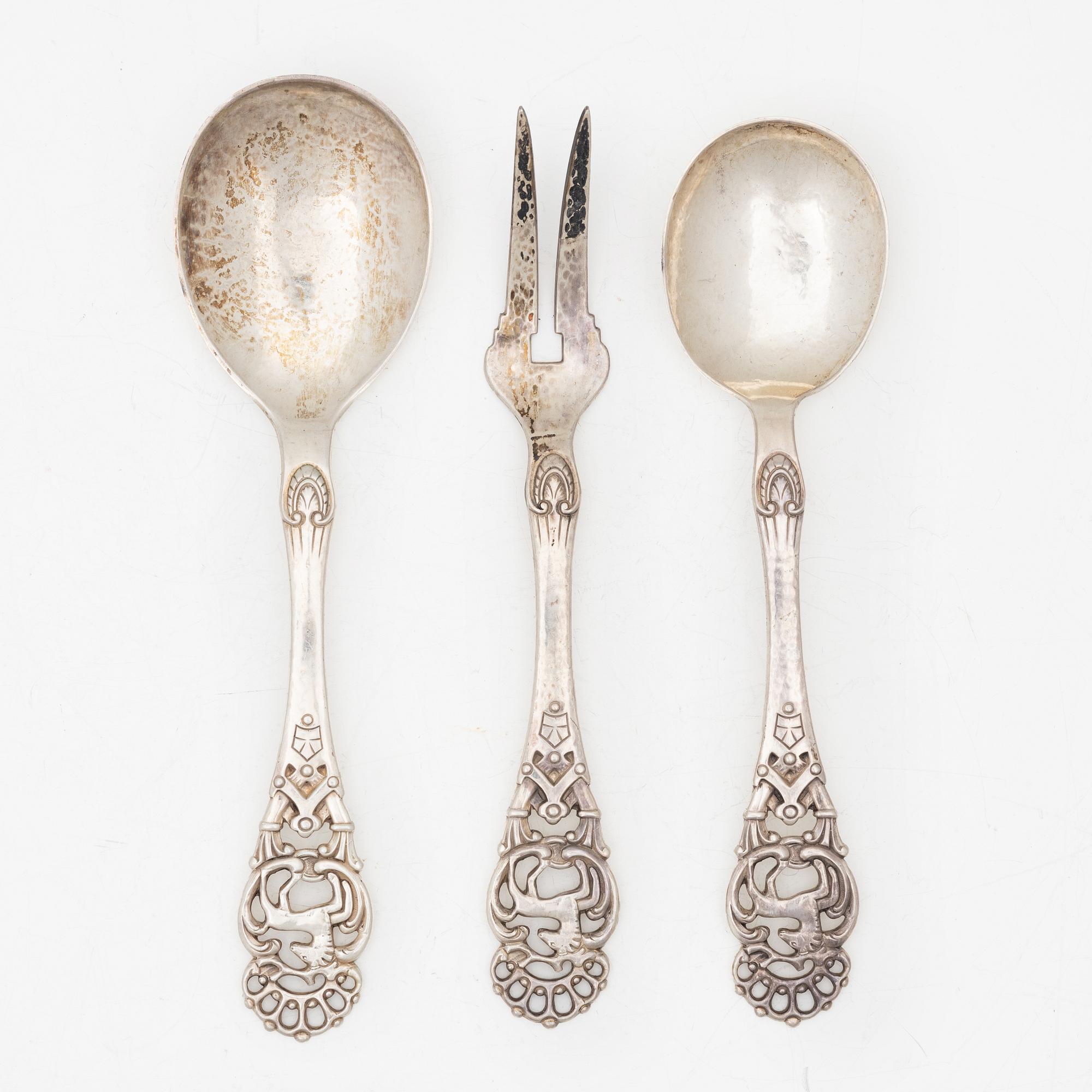 Serving cutlery, 3 pieces, silver, Norway.