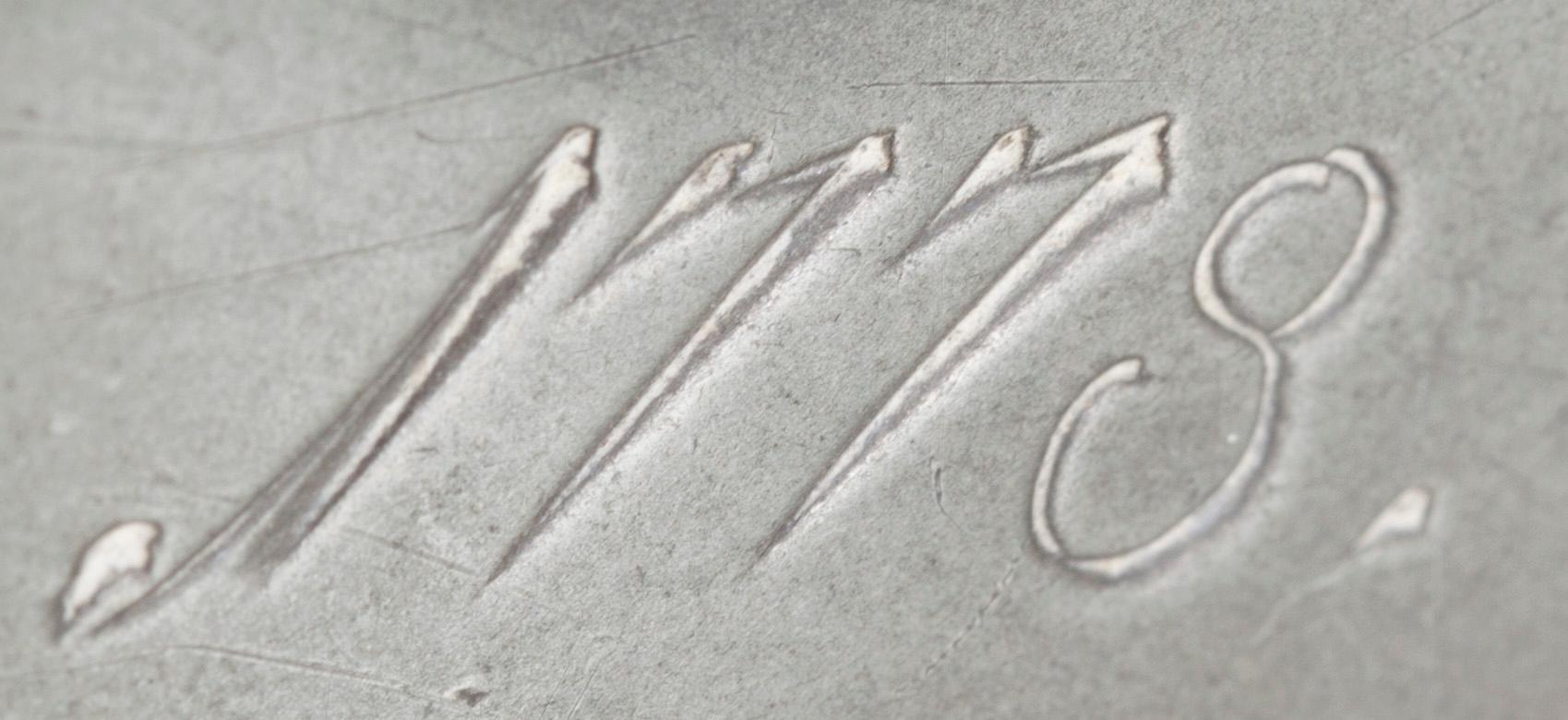 STOP, tenn, möjligen Tyskland bär datering 1778.
