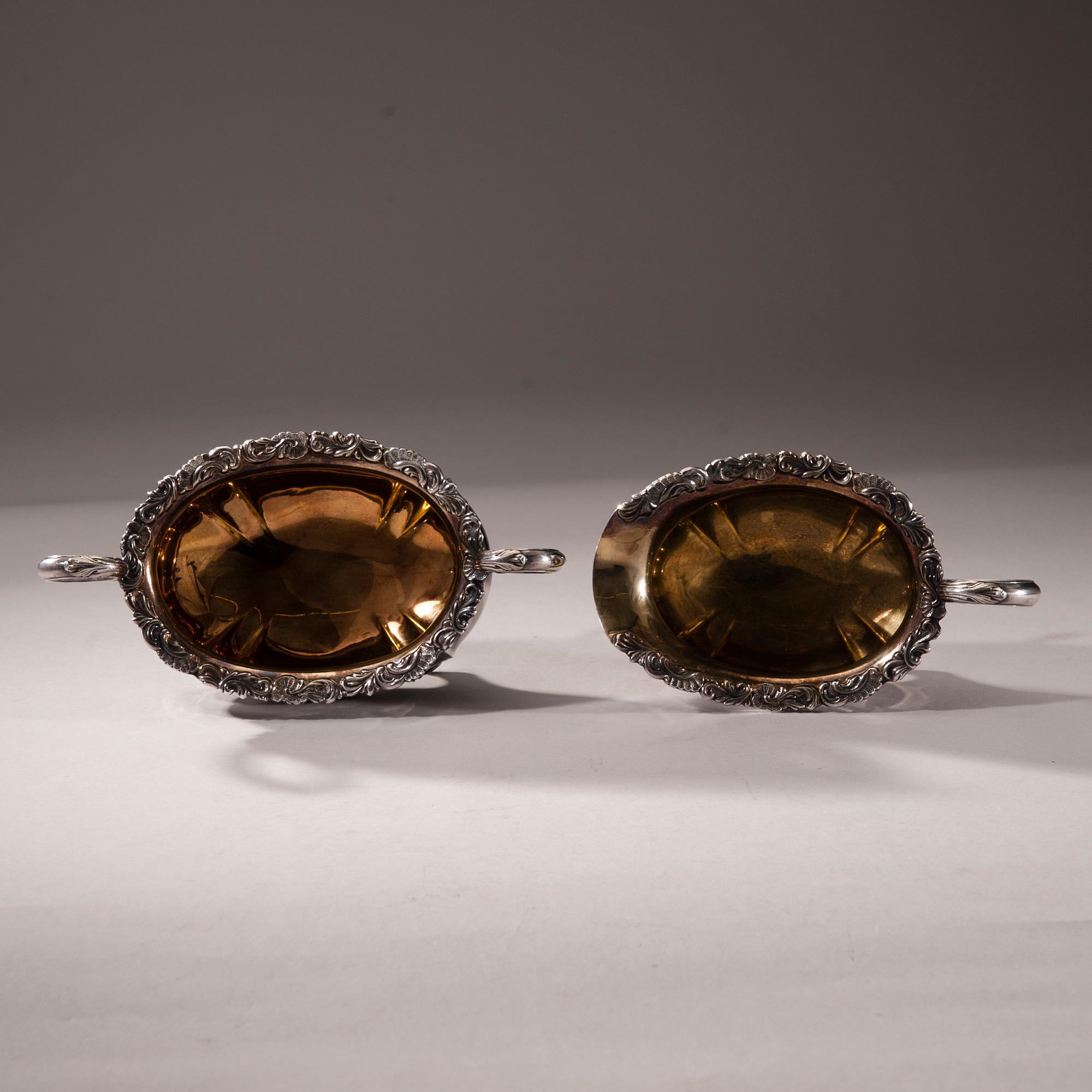 KAFFESERVIS, 3 delar, silver, finska kontrollstämplar, Tavastehus 1947. Total vikt ca 1145 g.