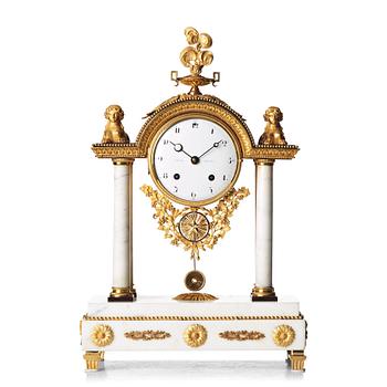 142. A late Gustavian late 18th century mantel clock.