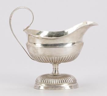 SÅSSNIPA PÅ FOT, silver, empire, Carl Lindström, Borås 1829. Vikt ca gram.