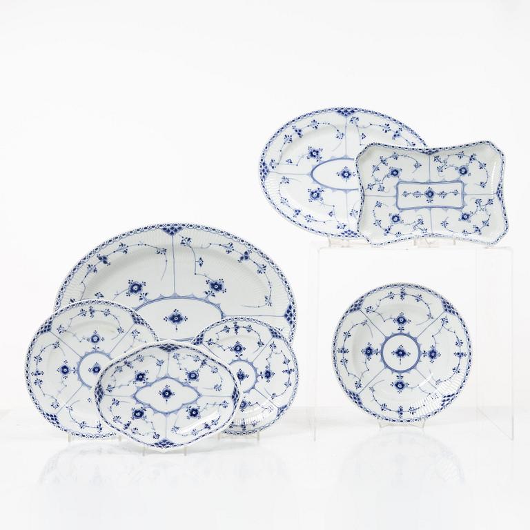 Royal Copenhagen, A 46 pieces "Blue Fluted Half Blond" service, 'Musselmalet', 1889-1922 and post 1923.