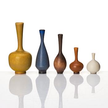 Berndt Friberg, a set of 17 stoneware miniature vases and bowls, Gustavsberg studio, Sweden 1950-60s.