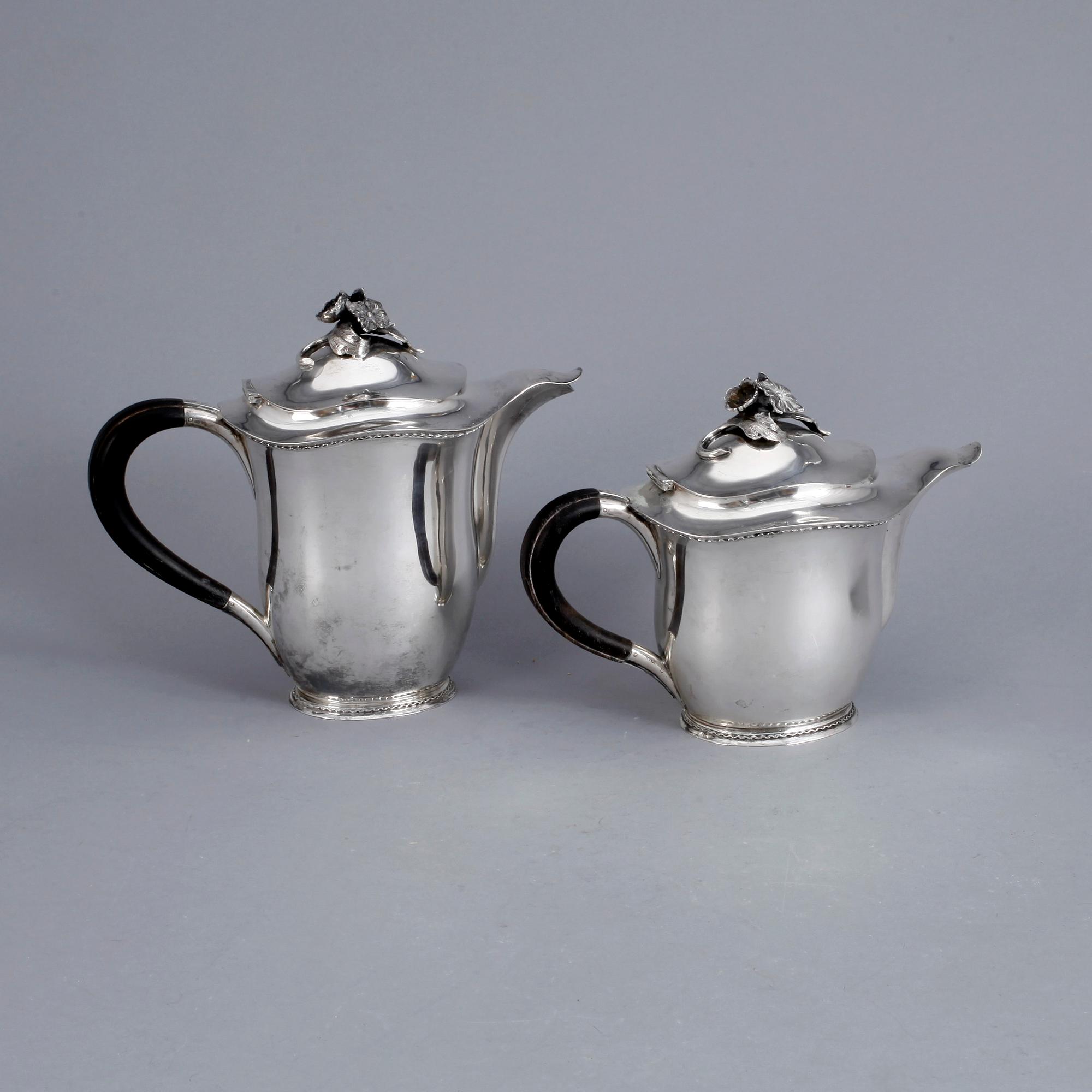 KAFFESERVIS, 4 delar, silver, Eric Råström, Stockholm 1944. 1715 gram.