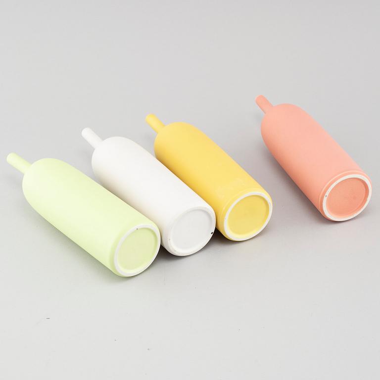 INGER PERSSON, four porcelain vases from the series "Pro Arte", test models, not signed, 1990s.
