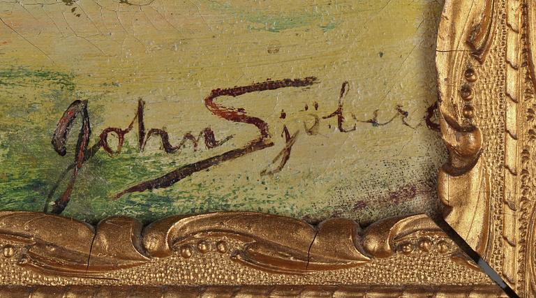 OKÄND KONSTNÄR, olja på duk, signerad John Sjöberg, 1900-talets första hälft.