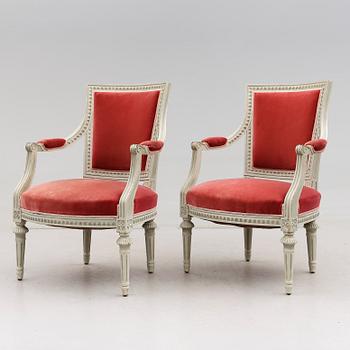 KARMSTOLAR, 1 par, gustaviansk stil, 1900-talets andra hälft.