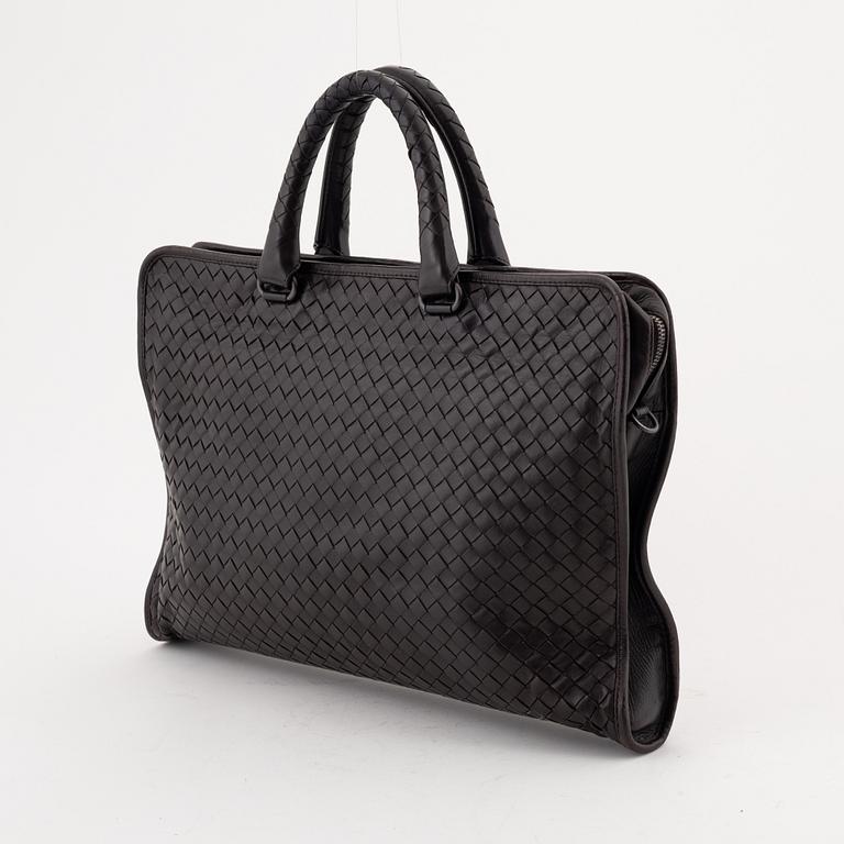 Bottega Veneta, a brown intrecciato leather briefcase.