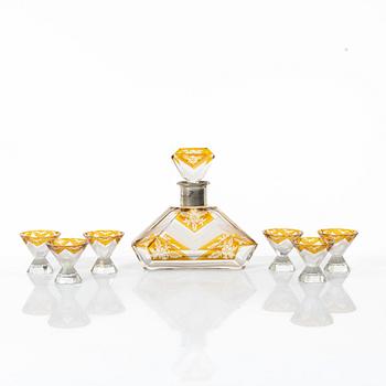 A seven-piece Bohemian glass service, 1930s.