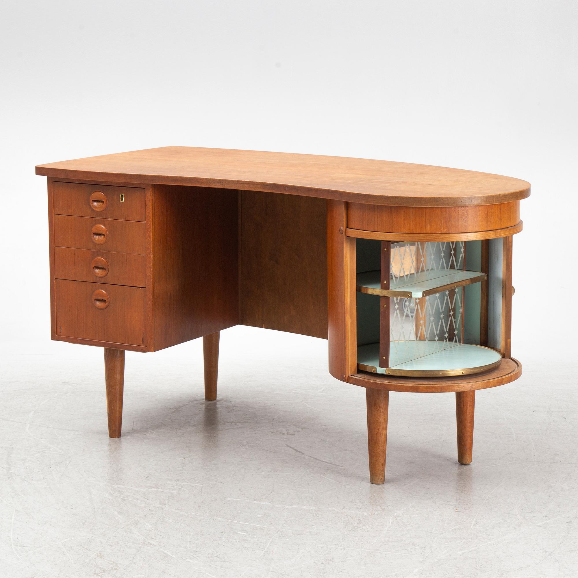 Kai Kristiansen, skrivbord, "Kidney 54",  Feldballes Møbelfabrik, Danmark, 1950/60-tal.