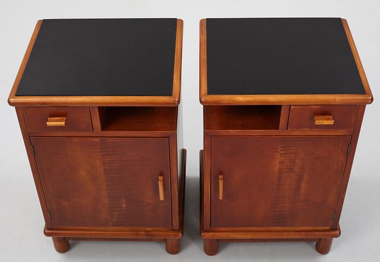 A pair of bedside tables, 1930's-40's.