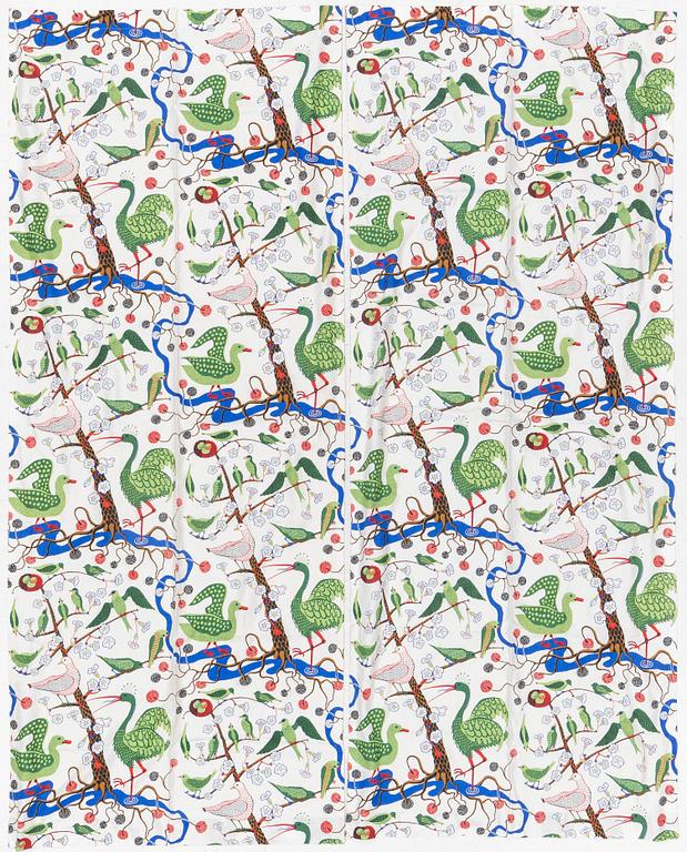 Josef Frank, a pair of 'Gröna Fåglar', (Green Birds) curtains, Svenskt Tenn.