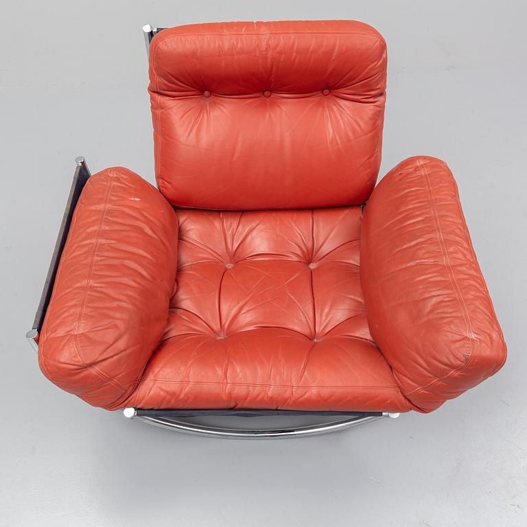LENNART BENDER, A steel and leather easy chair. Designed in 1967.
