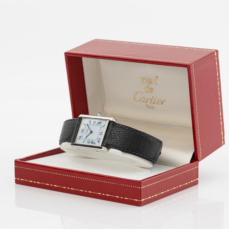Cartier, must de Cartier, Tank, wristwatch, 23.5 x 23 (30.5) mm.