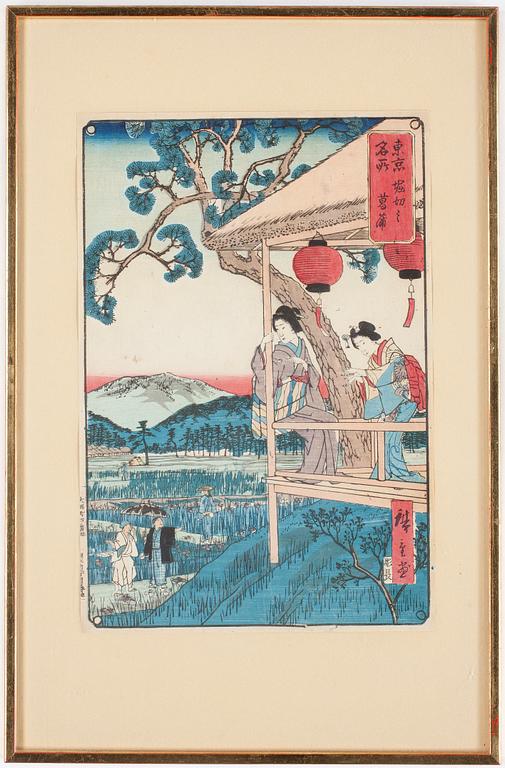 HIROSHIGE, träsnitt, Japan, 1800-tal.