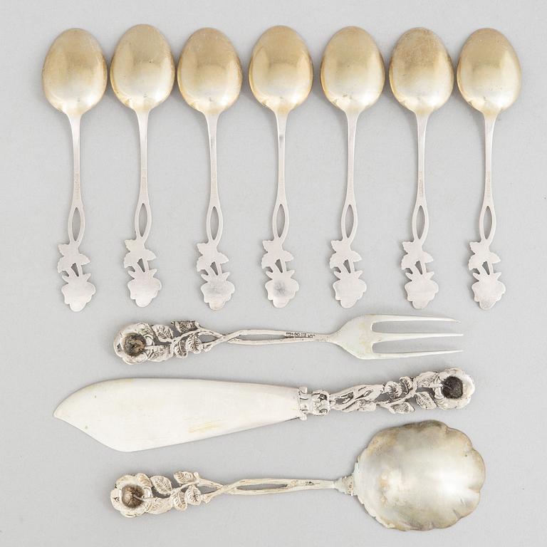 34 pieces of silver cutlery, 1960s-70s.