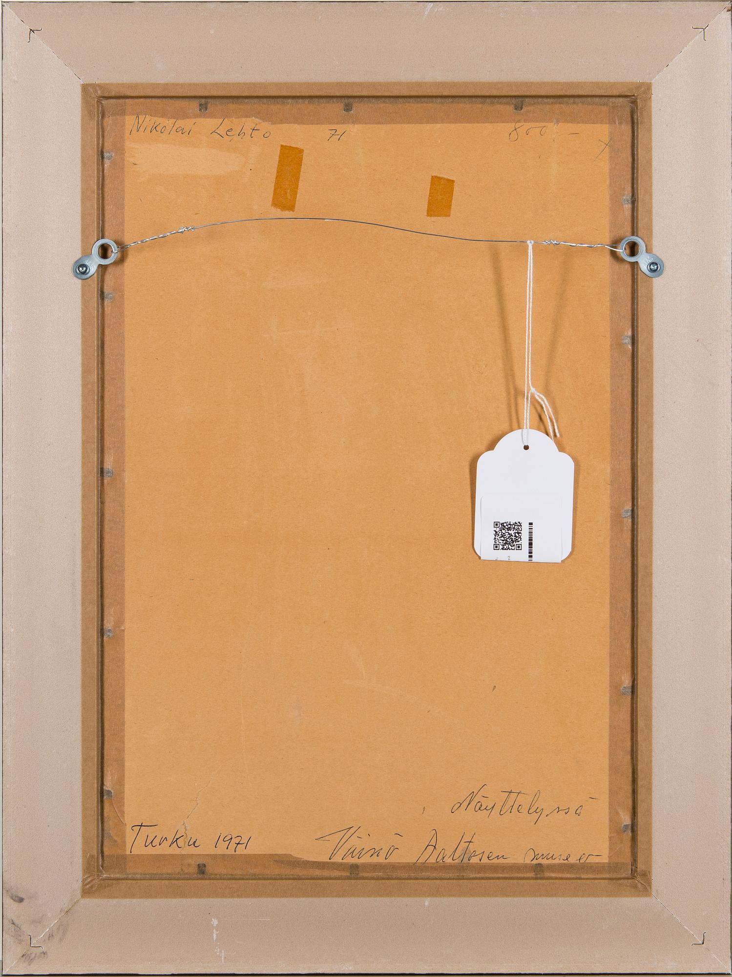 NIKOLAI LEHTO, oil on canvas laid on cardboard, signed and dated -71.