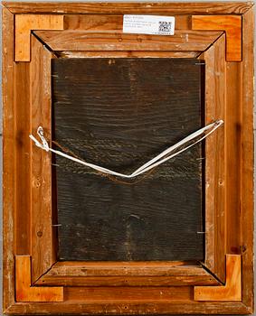 OKÄND KONSTNÄR, olja på pannå, otydligt signerad, sekelskiftet 1900.