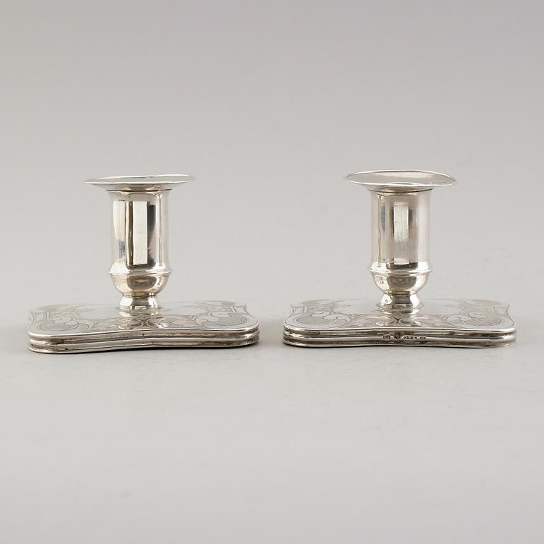 LJUSSTAKAR, 1 par, silver, Otto Wilhelm Kjellberg, Västerås 1870.