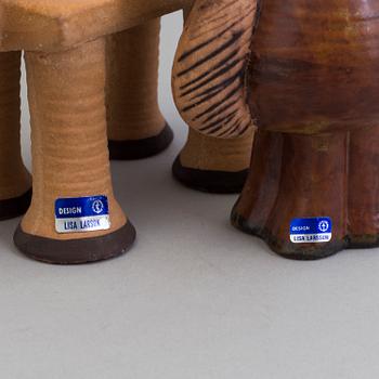 LISA LARSON, figurin, stengods, "Kamel" ur serien "Jura" samt "Dromedar" ur serien "Menagerie", Gustavsberg.