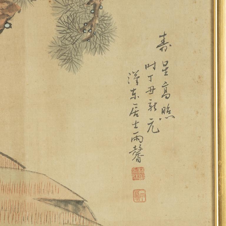 Unidentified artist, signed Lin Yuxing, ink and colour on silk, late Qing / early 20th century.