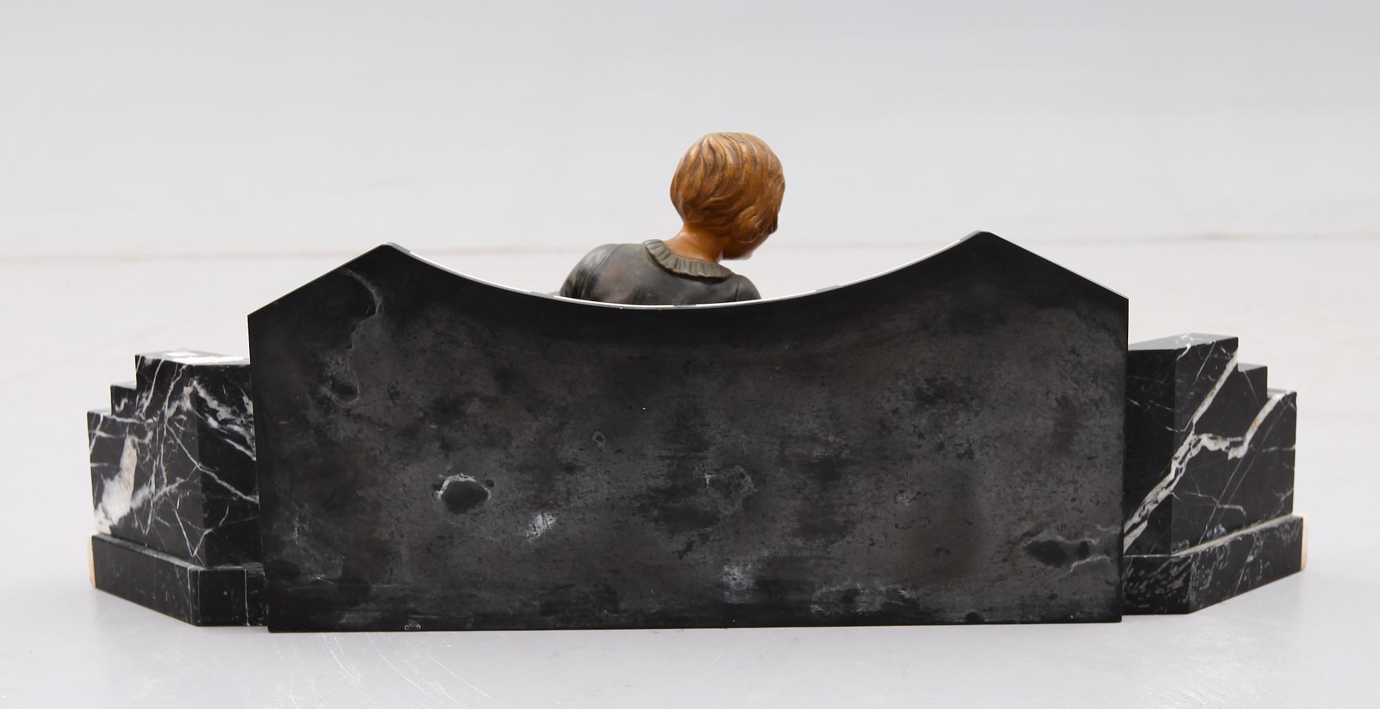 SKULPTUR, art déco, metall, marmor och onyx, 1900-talets första hälft.