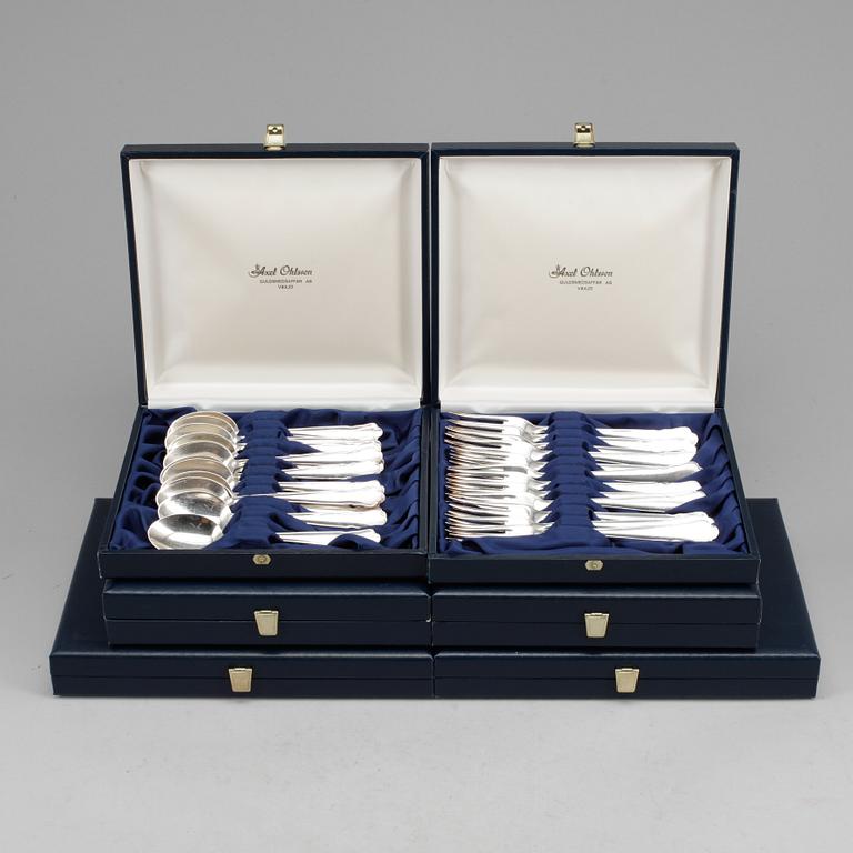 BESTICKSERVIS, 73 delar, silver, GAB, Stockholm, omkring 1900-talets mitt. Total vikt ca 2560 gram.