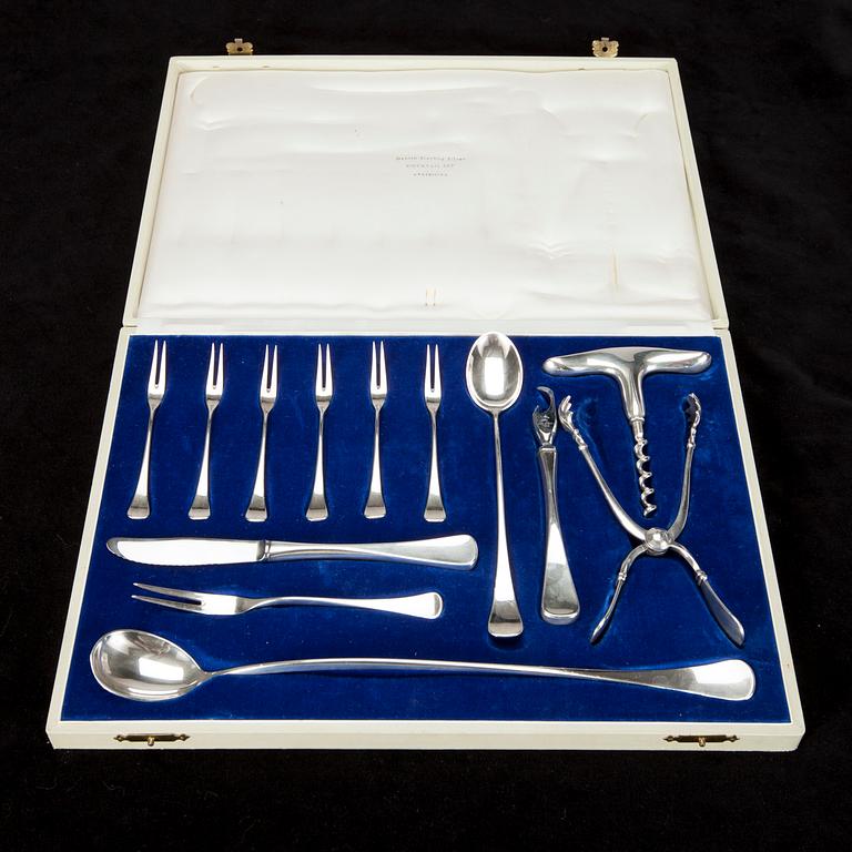 BESTICKUPPSÄTTNING, 13 delar, sterlingsilver, Coctail Set "Patricia", W&S Sörensen, Danmark.