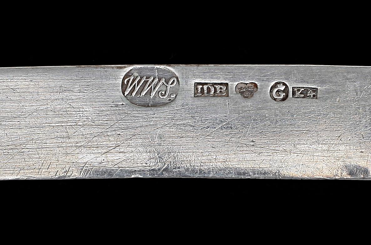 SERVISDELAR, silver, 12 delar, Olga o snäckmodell, CAS,  Eksjö, 1856, IDB, Göteborg, 1840 samt 1830. Tot vikt ca358,2g.