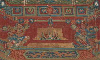 A fine hanging scroll depicting Shakyamuni Buddha, 18th Century or older.