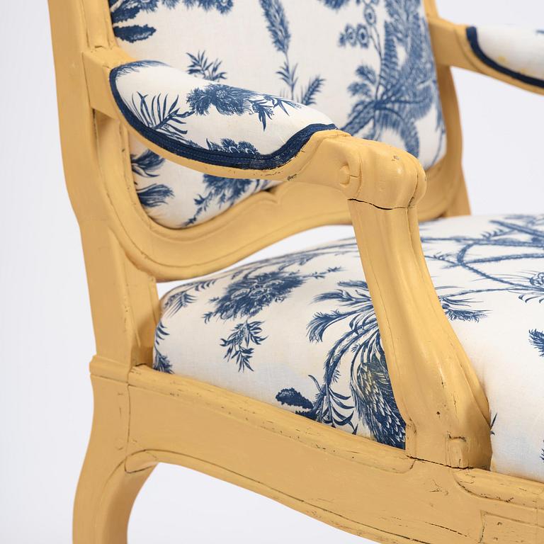A Swedish rococo fauteuil, Stockholm, later part 18th century.