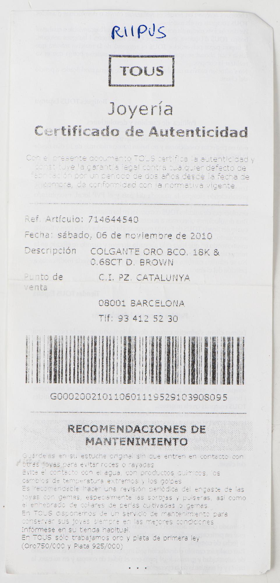 A PENDANT, brilliant cut black and colorless diamonds, 18K white gold. Tous, Spain.