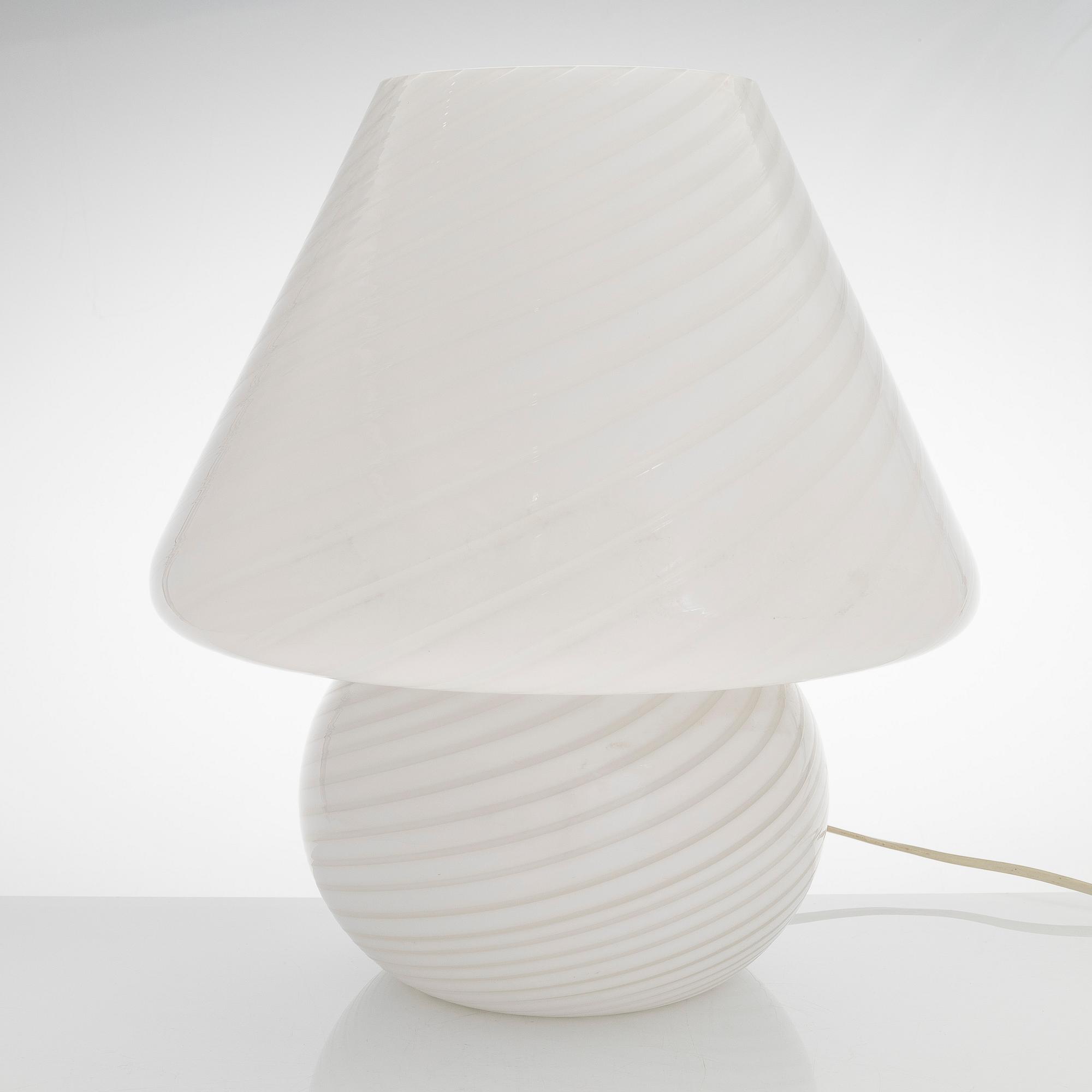 A 1980s Murano 'Mushroom' glass table light, retailer Stockmann.