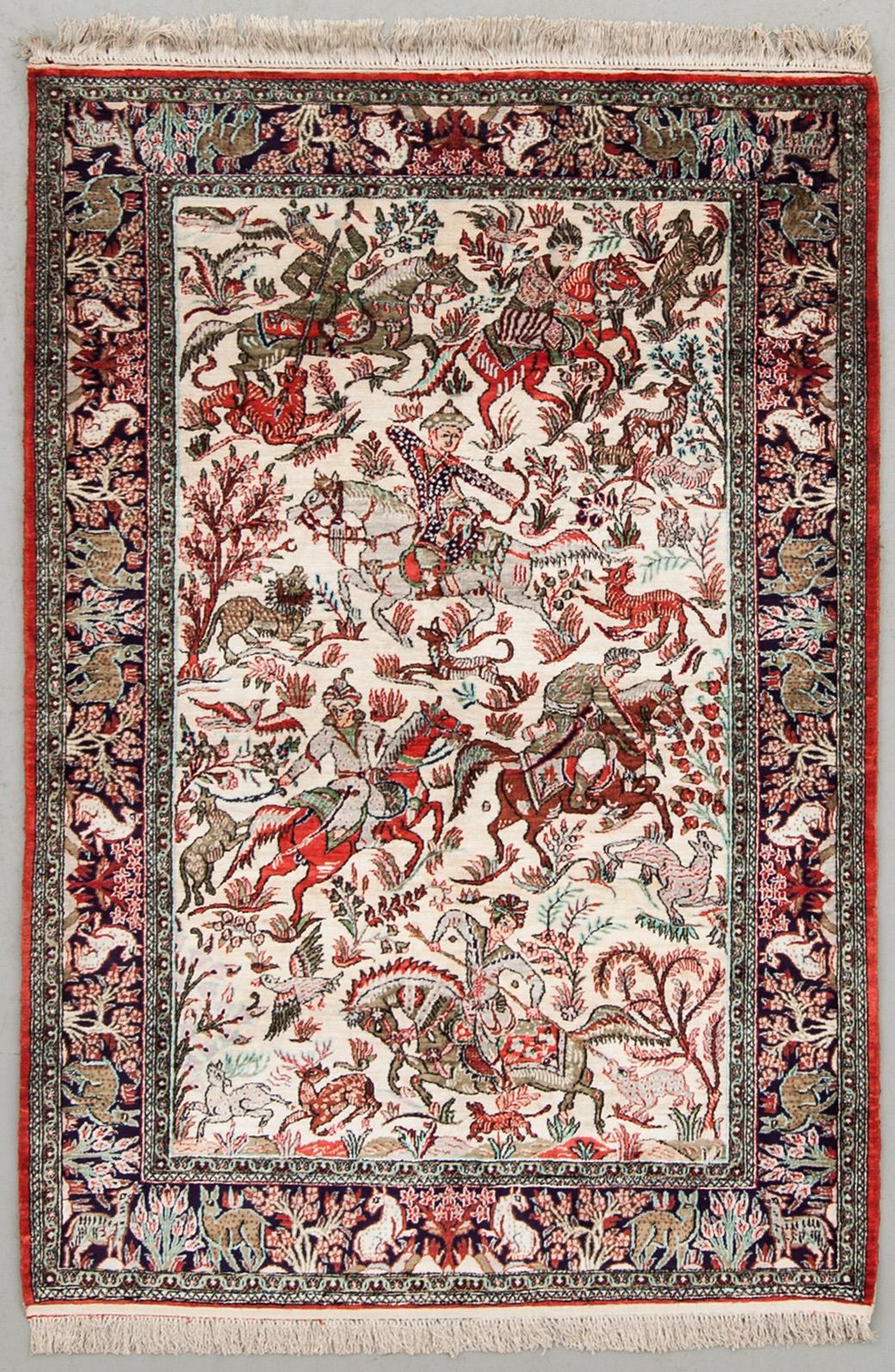 MATTA, old, Ghom, silke, figural, ca 156 x 106 cm.