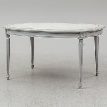 A dining table and four chairs, gustavian style, late 20th century.