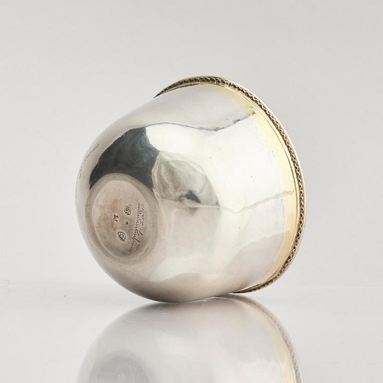 A Swedish 18th century parcel-gilt silver tumbler, mark of Petter Lund (active 1694-1736) Nyköping.