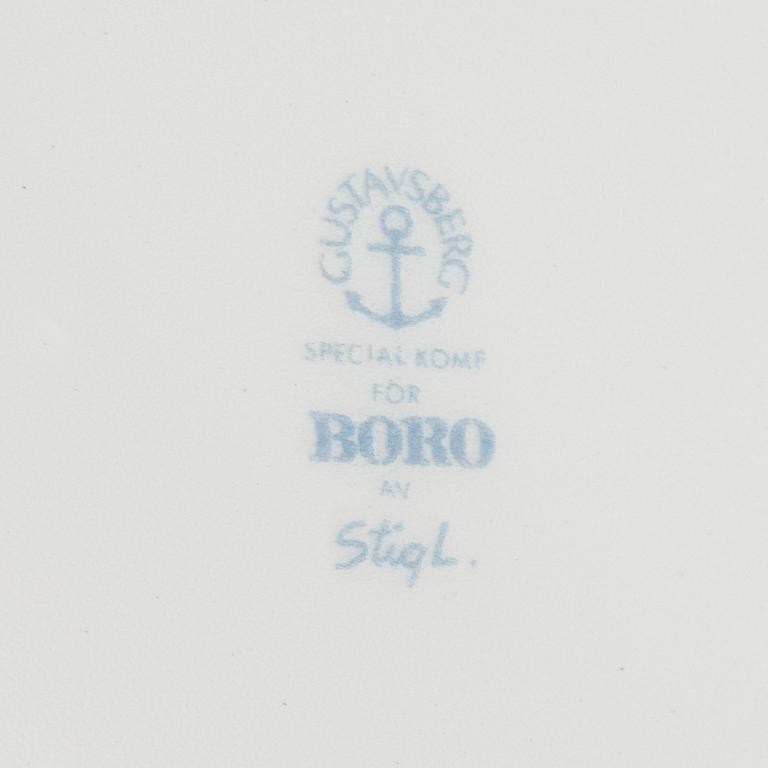 Stig Lindberg, servisdelar, 22 st, porslin, "Boro", Gustavsberg.