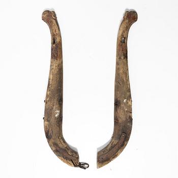 Locomotives, a pair. Folk art, Jämtland, 18th/19th century.