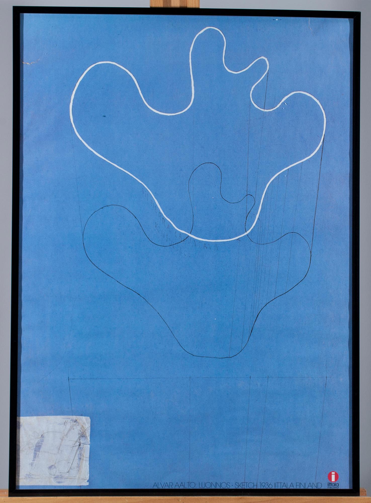 AFFISCHER, 2 st, "Alvar Aalto: Luonnos Sketch 1936 Iittala Finland." 1980-tal.