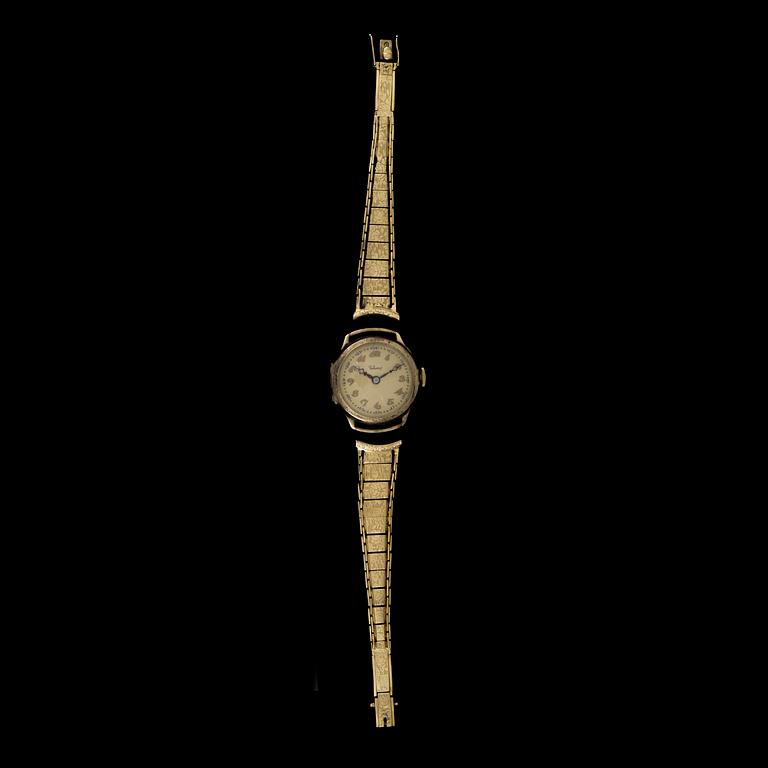 ARMBANDSUR, dam, Viking, 14k resp 18k guld, 1940-tal. Vikt bandet 6,8g.