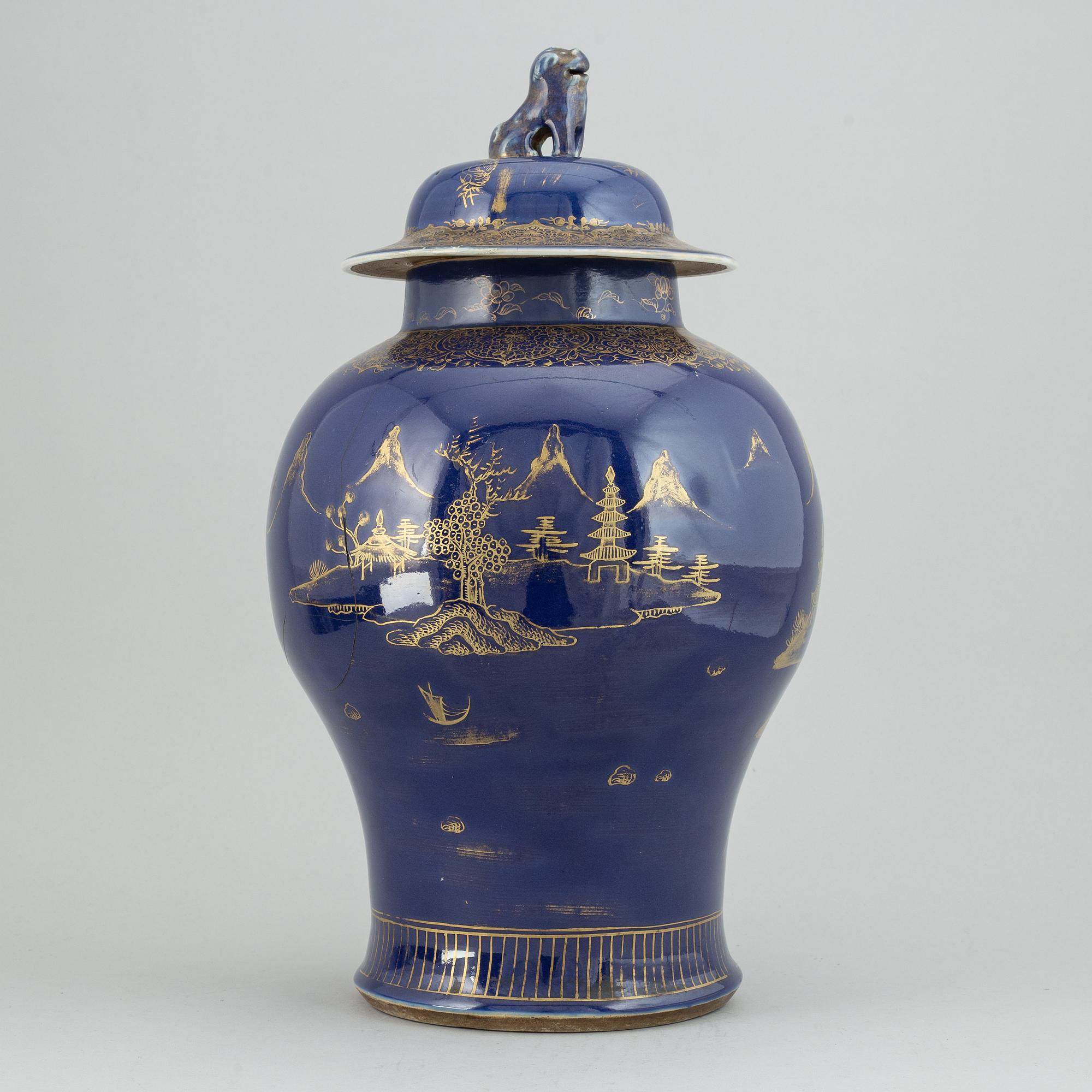 A powder blue jar with cover, Qing dynasty, Qianlong (1736-95).