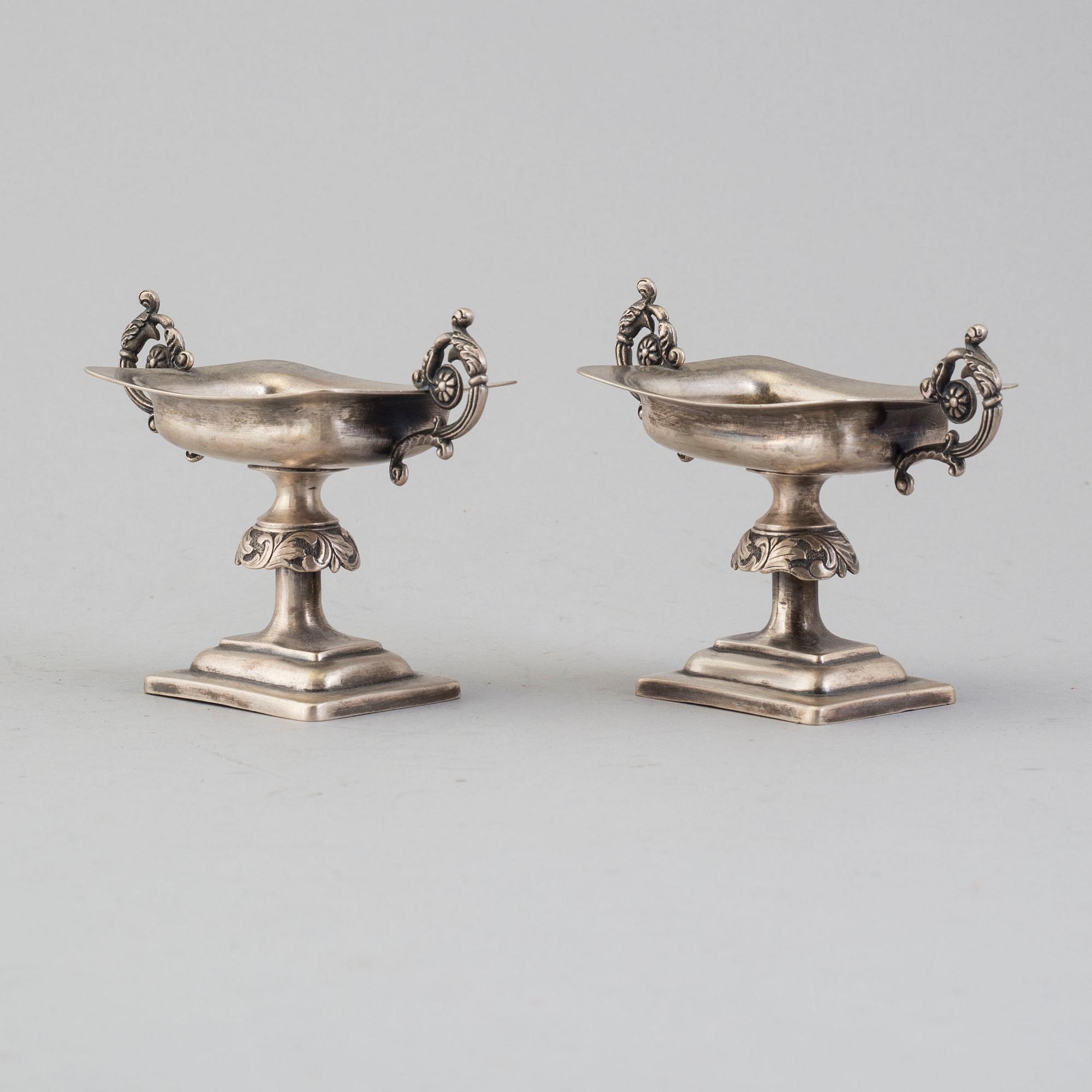 A pair of silver saltcellars, Pogorzelski, Warsawa, 1859.