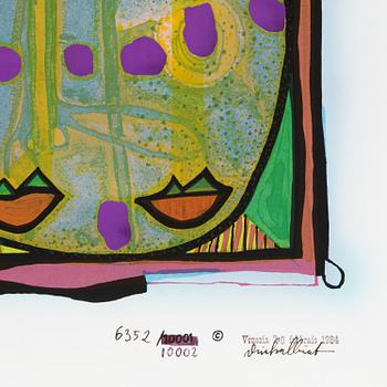Friedensreich Hundertwasser, photo lithograph and silk screen with metal embossing, 1984. Signed and numbered 6352/10002.