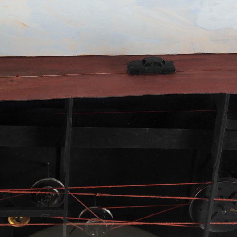 STEN EKLUND, Rörelseobjekt, trä, olja och motor. Utförd 1967.