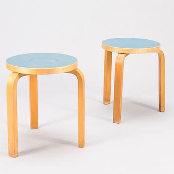 ALVAR AALTO, Pair of model 60 stools from Artek, Finland, second half of 20th Century.