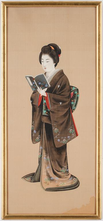 OKÄND KONSTNÄR, 2 st, Sidenmålningar, Kina, 1900-tal.