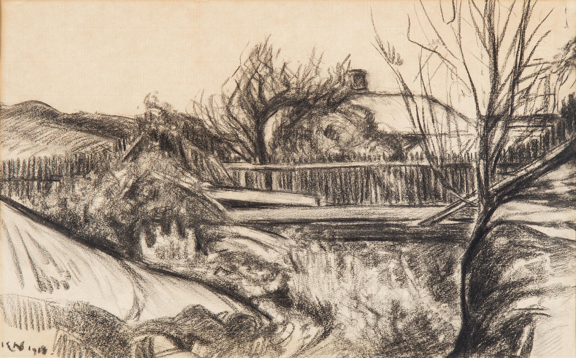 KARL NORDSTRÖM, kolteckningar, ett par, monogramsignerade. En otydligt daterad 1918?.