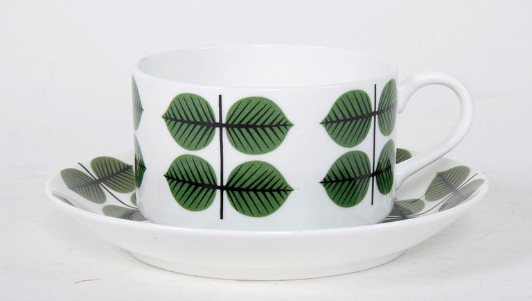 KAFFEKOPPAR, 6 st, benporslin, "Berså", Stig Lindberg, Gustavsberg, 2000-tal.